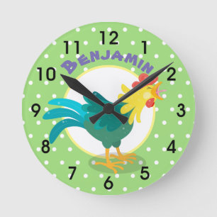 Horloge Ronde Caricature amusante du coq à rames