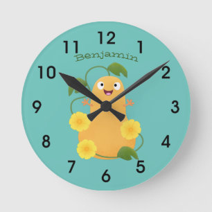 Horloge Ronde Caricature citrouille gourde en beuret joyeux
