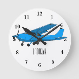 Horloge Ronde Caricature d'avion à voilure fixe