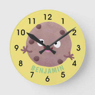 Horloge Ronde Caricature de biscuit à puce en chocolat