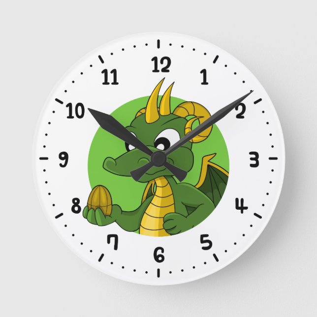 Horloge Ronde Caricature de dragon vert (Recto)