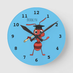 Horloge Ronde Caricature de fourmi rouge joyeux