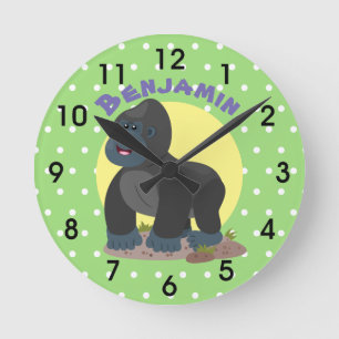 Horloge Ronde Caricature de gros gorilles amusante