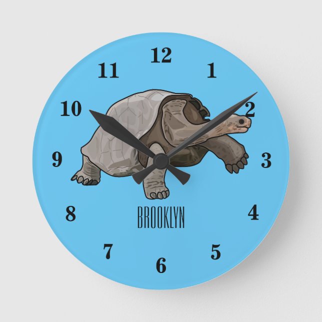 Horloge Ronde Caricature de la tortue des Galapagos (Recto)