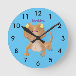 Horloge Ronde Caricature de lézard de dragon à barbe