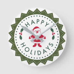 Horloge Ronde Caricature de Noël Père Noël Joyeuses fêtes