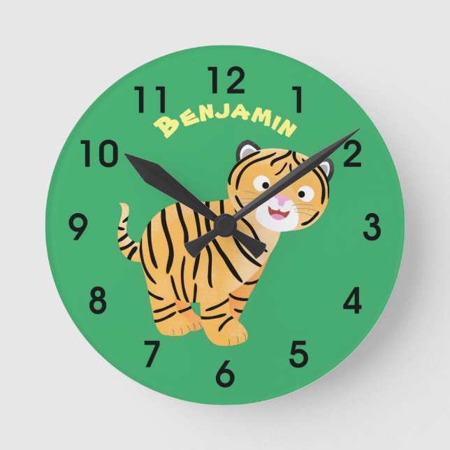 Horloge Ronde Caricature de petit tigre joyeux (Recto)