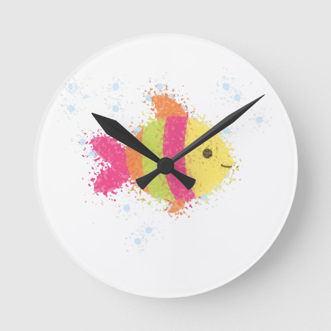 Horloge Ronde Caricature de poisson mignon (Recto)
