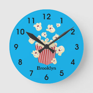 Horloge Ronde Caricature de pop-corn drôles