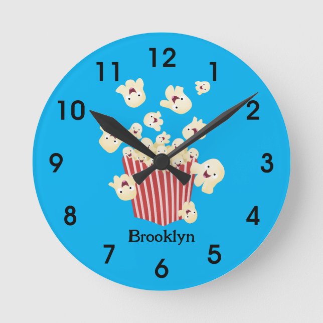 Horloge Ronde Caricature de pop-corn drôles (Recto)