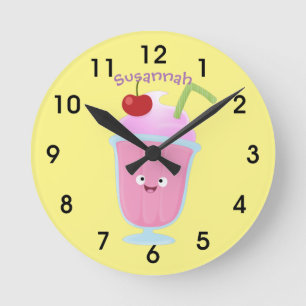 Horloge Ronde Caricature de soleil caricature de crème glacée de