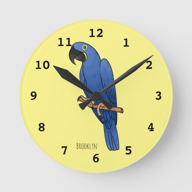 Horloge Ronde Caricature d'oiseau macaw Hyacinth (Recto)