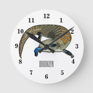 Horloge Ronde Caricature en bleu