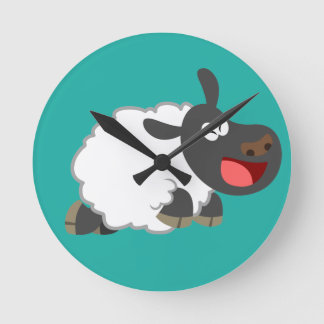 Horloge Ronde Caricature Mignonne Rire Mouton
