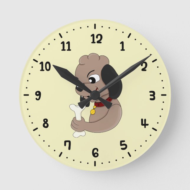 Horloge Ronde Caricature pour chien de chiot mignon 24 heures su (Recto)