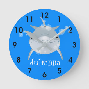 Horloge Ronde Caricature pour dauphin kawaii joyeux