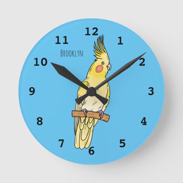 Horloge Ronde Caricature pour oiseaux Cockatiel (Recto)