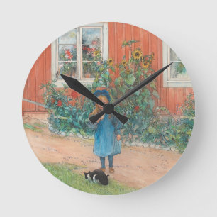 Horloge Ronde Carl Larsson - Brita Avec Chat