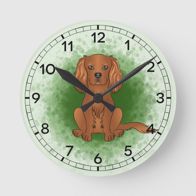 Horloge Ronde Carlin Cavalier King Charles Spaniel Ruby sur fond (Recto)