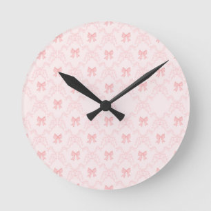 Horloge Ronde Carnet esthétique à nœud rose – Journal féminin et