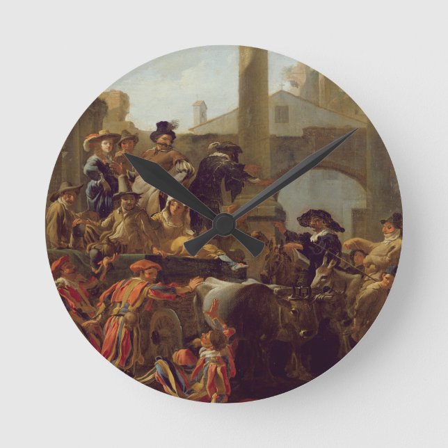 Horloge Ronde Carnival Time à Rome, 1653 (oil on canvas) (Recto)