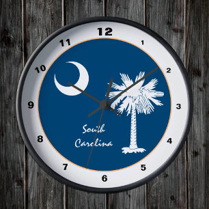 Horloge Ronde Caroline du Sud et Flag trendy fashion /design aux
