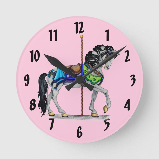 Horloge Ronde Carousel Horse Clock (Recto)