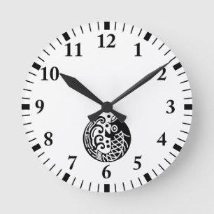 Horloge Ronde Carpe et vague