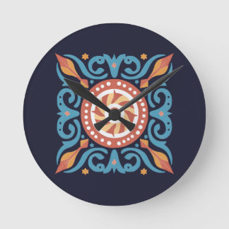 Horloge Ronde Carreau Boho