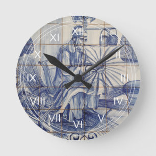 Horloge Ronde Carreaux azulejo portugais