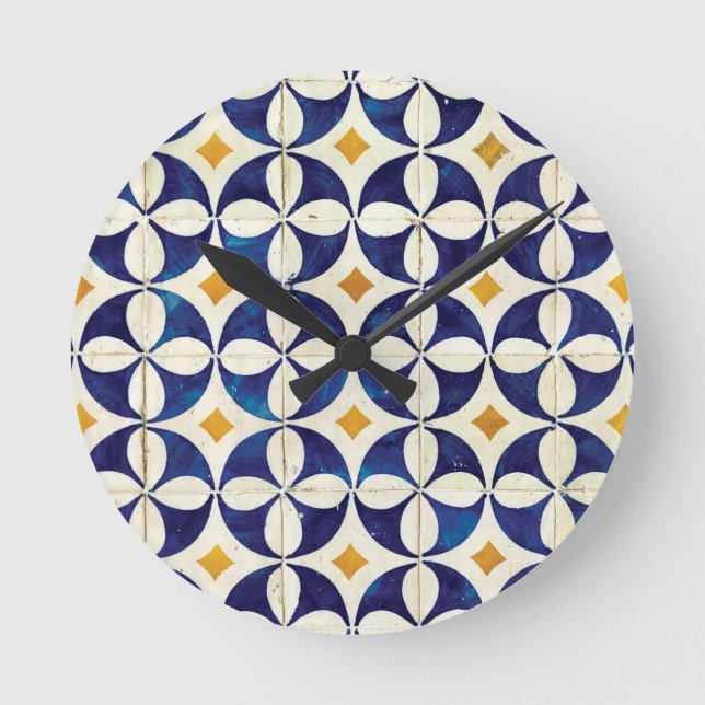 Horloge Ronde Carreaux portugais - Azulejo Motif Design (Recto)