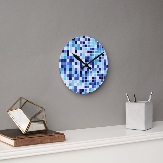 Horloge Ronde Carrelage de la piscine, Carrelage en mosaïque ble (Bureau)