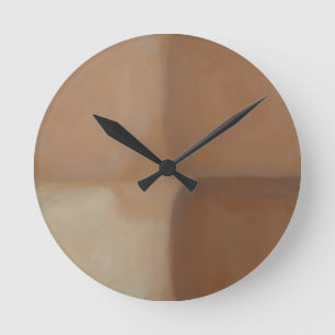 Horloge Ronde Carrés de terre cuite neutres minimalistes