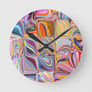Horloge Ronde Carrés Ondulés du Temps