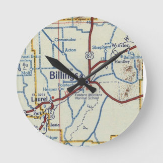 Horloge Ronde Carte ancienne de Billings Montana