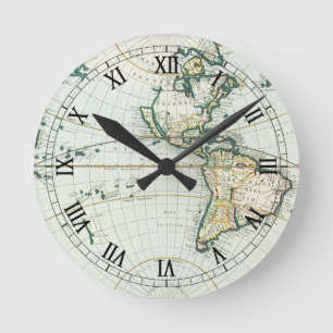 Horloge Ronde Carte ancienne du monde vintage par Pieter Goos, 1
