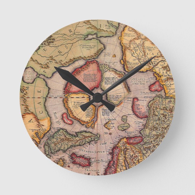 Horloge Ronde Carte antique du pôle Nord Carte par Mercator (Recto)