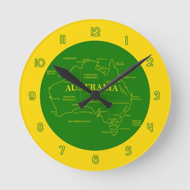 Horloge Ronde Carte australienne (Recto)