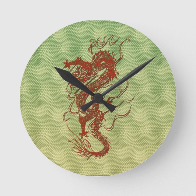 Horloge Ronde Carte cadeau de concepteur d'Imaginaires Red Drago (Recto)