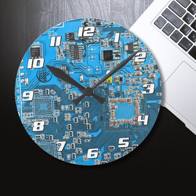 Horloge Ronde Carte circuit bleu circuit imprimé à circuit impri (Créateur téléchargé)