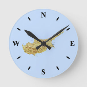 Horloge Ronde Carte de Chypre