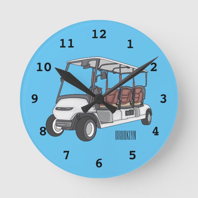 Horloge Ronde Carte de golf / dessin animé en voiturette de golf (Recto)