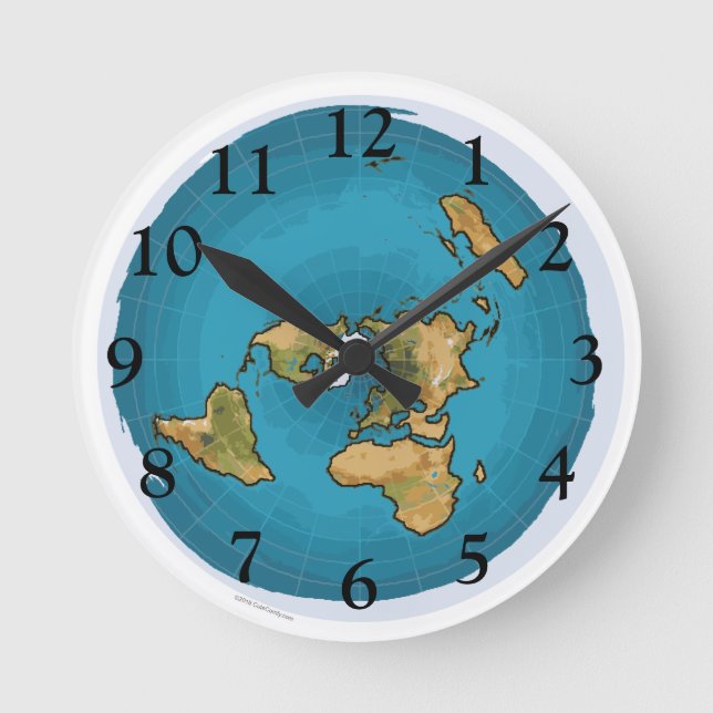 Horloge Ronde Carte de la Terre plate (Recto)