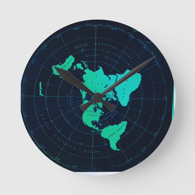 Horloge Ronde Carte de la Terre plate (projection Azimuthal équi (Recto)