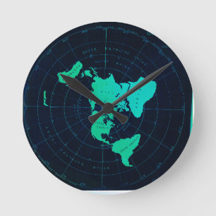 Horloge Ronde Carte de la Terre plate (projection Azimuthal équi