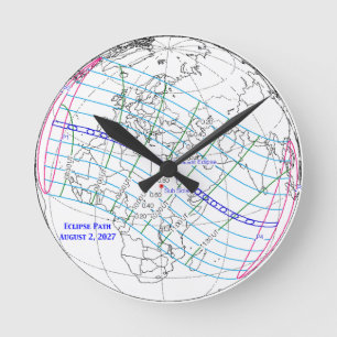Horloge Ronde Carte de l'éclipse solaire totale de 2027
