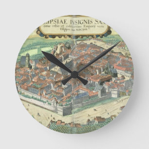 Horloge Ronde Carte de Leipzig, de "Civitates Orbis Terrarum"