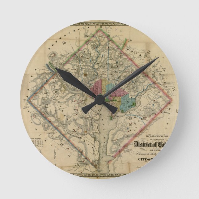 Horloge Ronde Carte du district de Columbia Civil War Era (Recto)