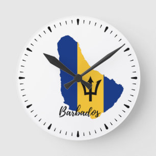 Horloge Ronde Carte du drapeau de la Barbade