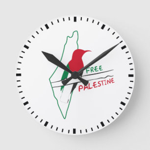 Horloge Ronde Carte du drapeau palestinien